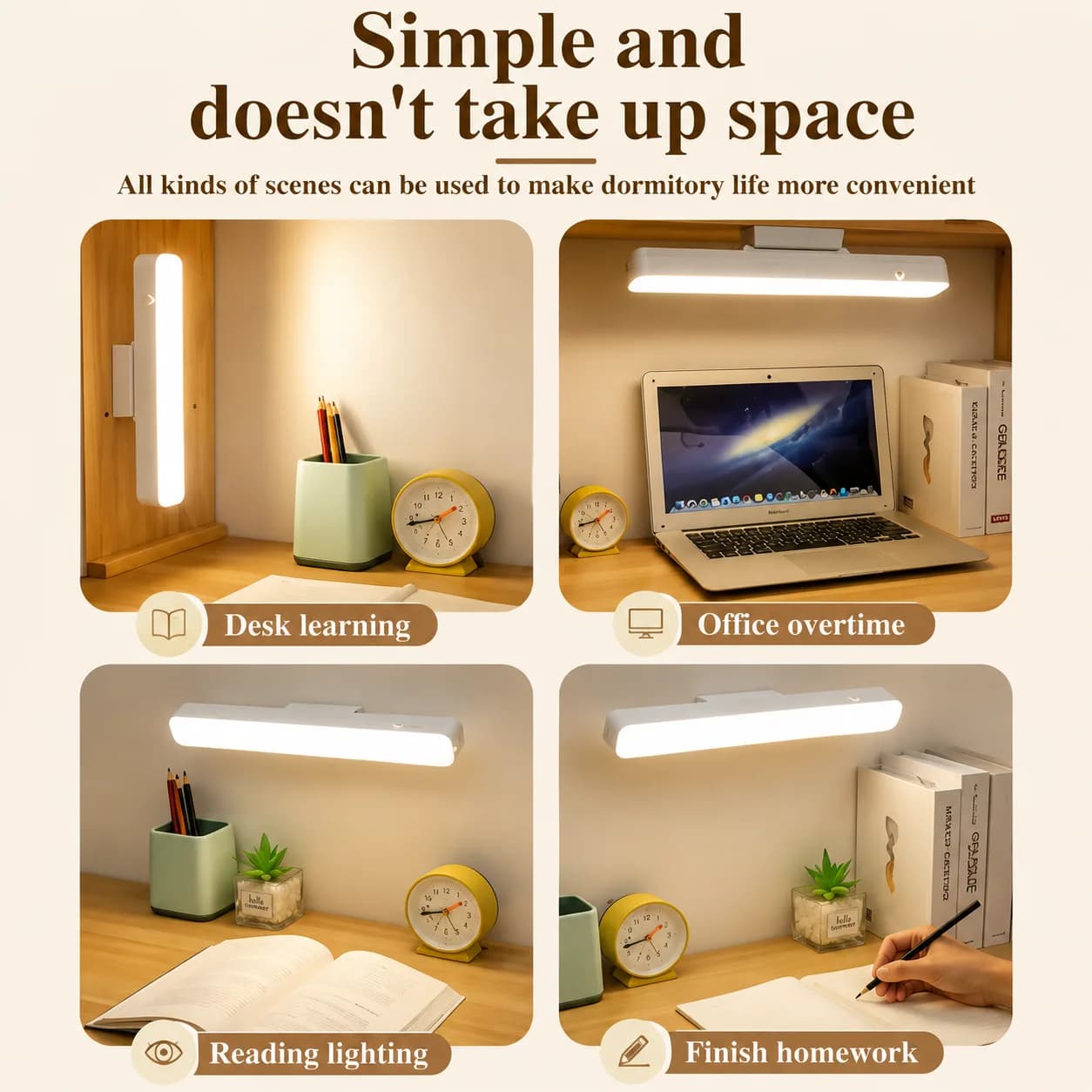 LED Magnetic Desk Lamp Hanging Night Light forStudy Reading Lamp Touch Remote Control LightHome Lighting Lights Wall White Lampu — Image 3 of 7