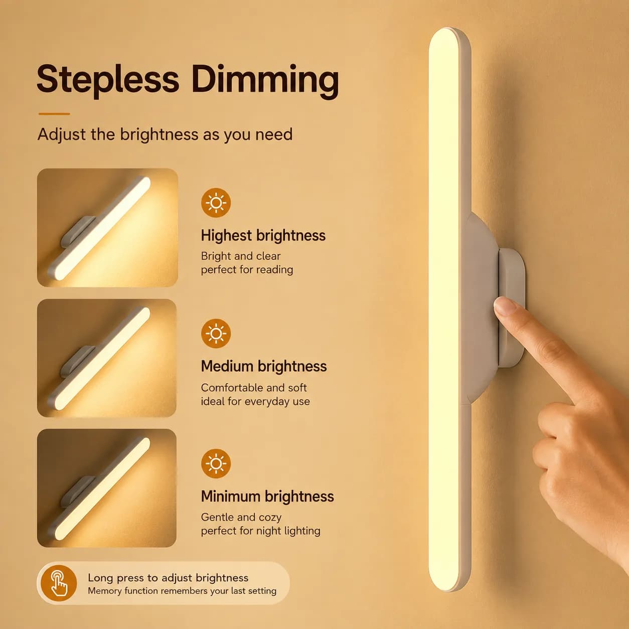 LED Magnetic Desk Lamp Hanging Night Light forStudy Reading Lamp Touch Remote Control LightHome Lighting Lights Wall White Lampu — Image 5 of 7