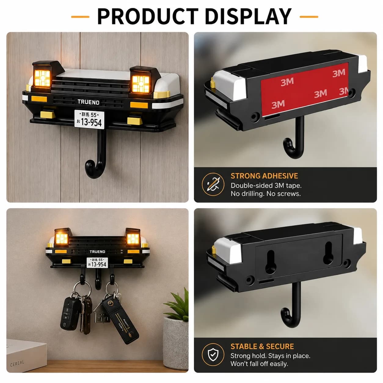 Car Headlight Wall Key Holder – Wall Mounted Car Front Key Hanger — Image 4 of 4